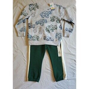 Toddler Boys 2T Outfit Set | Truck Sweatshirt & Green Jogger Pants | NWT
